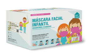 Máscara Facial Infantil Descartável Fucsia 5 Uni. Big Home Máscara Facial Infantil Descartável Fucsia 5 Uni. Big Home