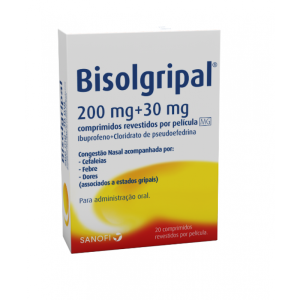 Bisolgripal MG, 200 mg + 30mg Blister 20 Unidade(s) Comprimidos revestidos pelicula Bisolgripal MG, 200 mg + 30mg Blister 20 Unidade(s) Comprimidos revestidos pelicula