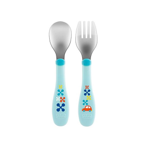 Chicco Talheres Inox Boy/Neutro 18M+ Chicco Talheres Inox Boy/Neutro 18M+