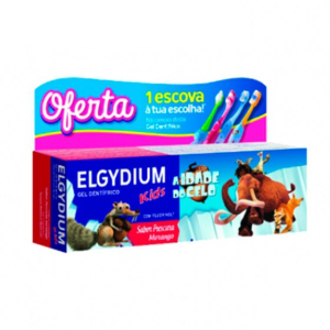 Elgydium Kids Gel dentífrico frescura morango Idade do Gelo 50ml com Oferta de Escova de dentes variada Elgydium Kids Gel dentífrico frescura morango Idade do Gelo 50ml com Oferta de Escova de dentes variada