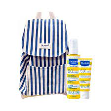 Mustela Bebé Spray solar SPF50 200 ml + Leite solar rosto SPF50+ 40 ml com Desconto de 4? + Oferta de Mochila de praia Azul Mustela Bebé Spray solar SPF50 200 ml + Leite solar rosto SPF50+ 40 ml com Desconto de 4? + Oferta de Mochila de praia Azul